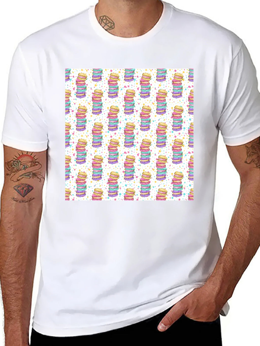 Macaron Stack Pattern T-Shirt - Sweet Treat Design product image 7