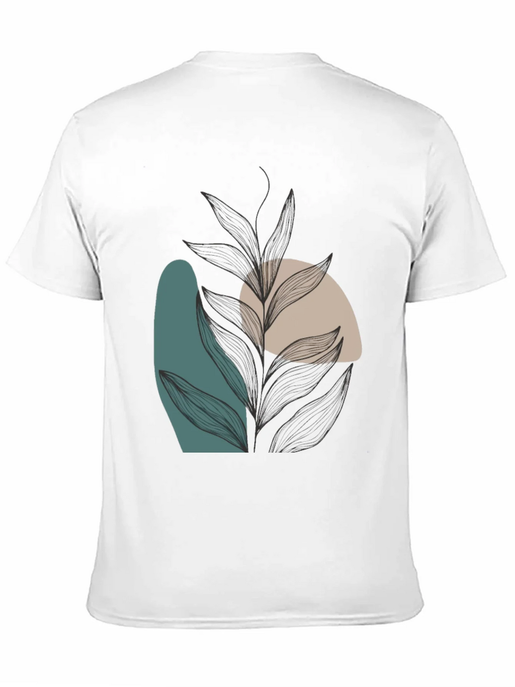 Modern Abstract Leaf Print Black T-Shirt product image 10