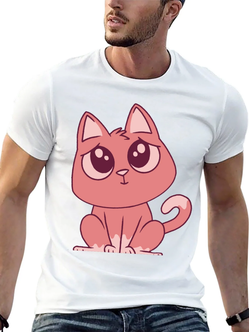Cute Cartoon Cat Graphic Tee - Black T-Shirt product image 12