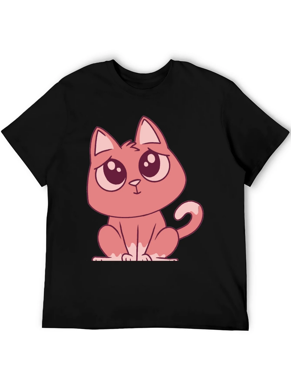 Cute Cartoon Cat Graphic Tee - Black T-Shirt product image 5