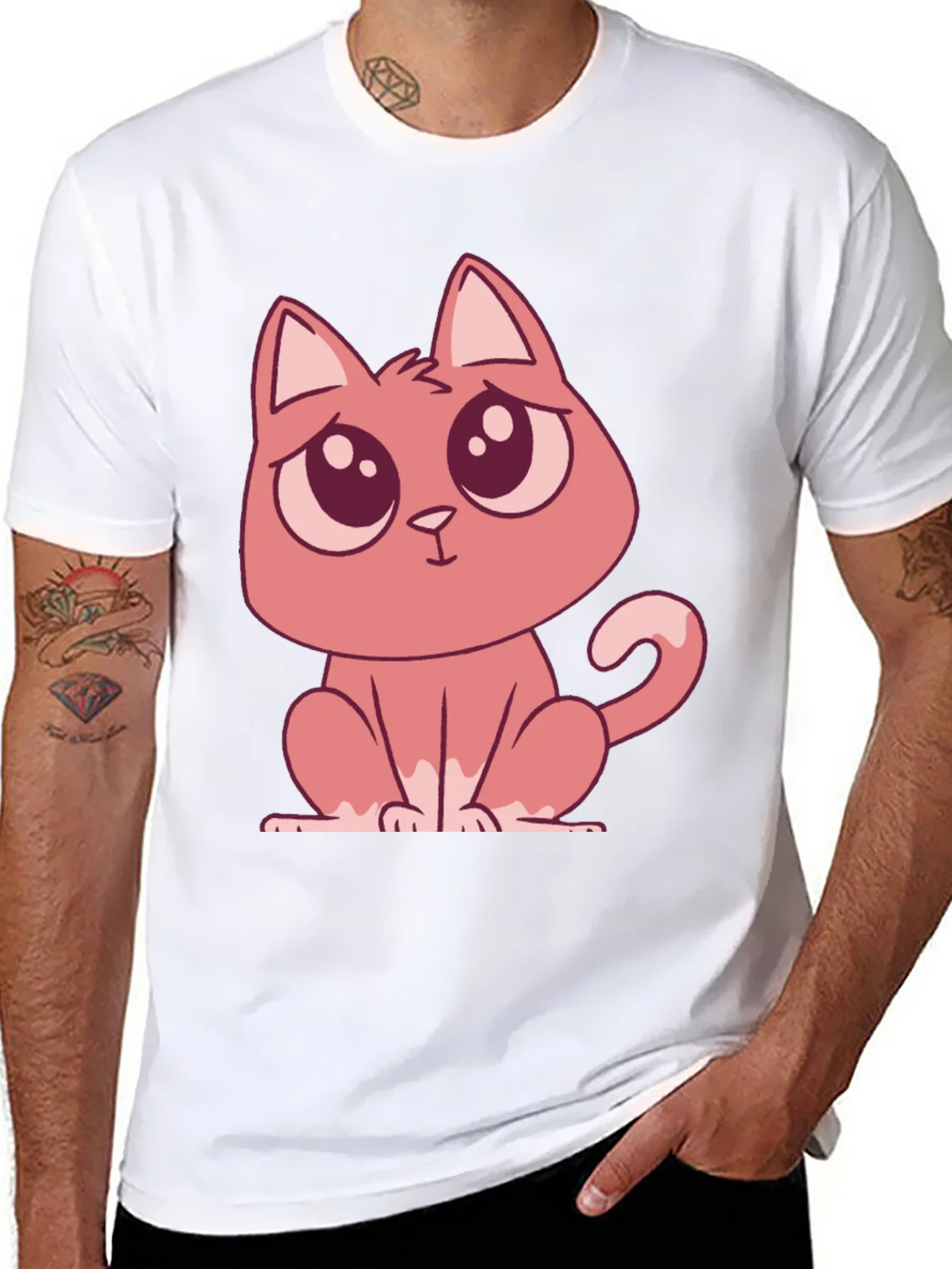 Cute Cartoon Cat Graphic Tee - Black T-Shirt product image 7
