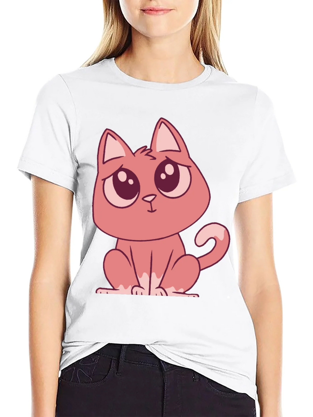Cute Cartoon Cat Graphic Tee - Black T-Shirt product image 8