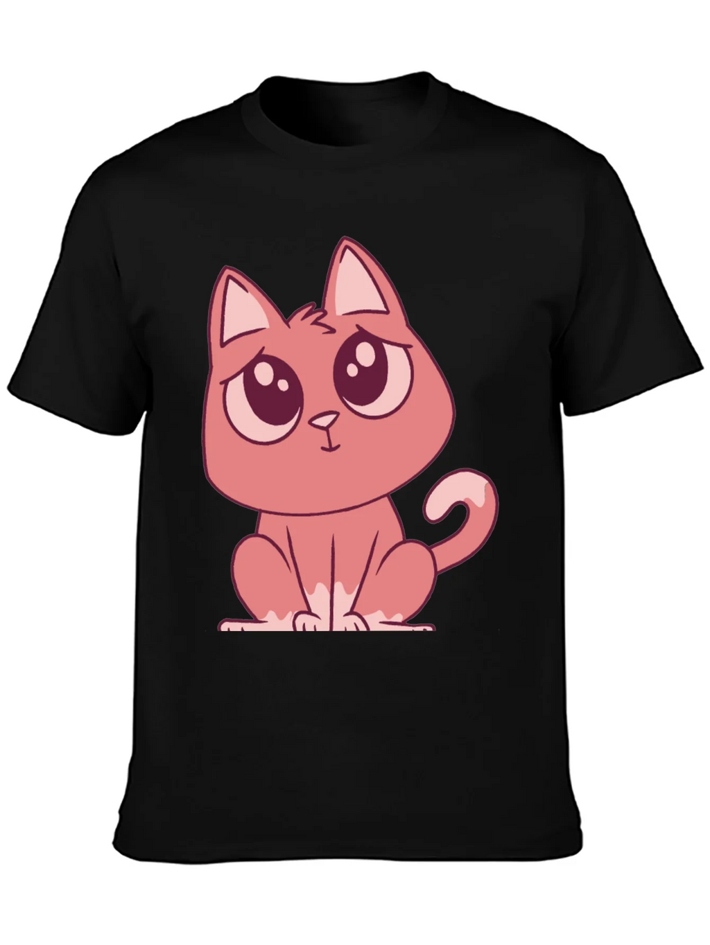 Cute Cartoon Cat Graphic Tee - Black T-Shirt product image 3