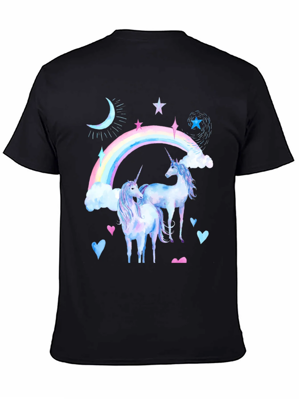 Unicorn Rainbow Black T-Shirt product image 1