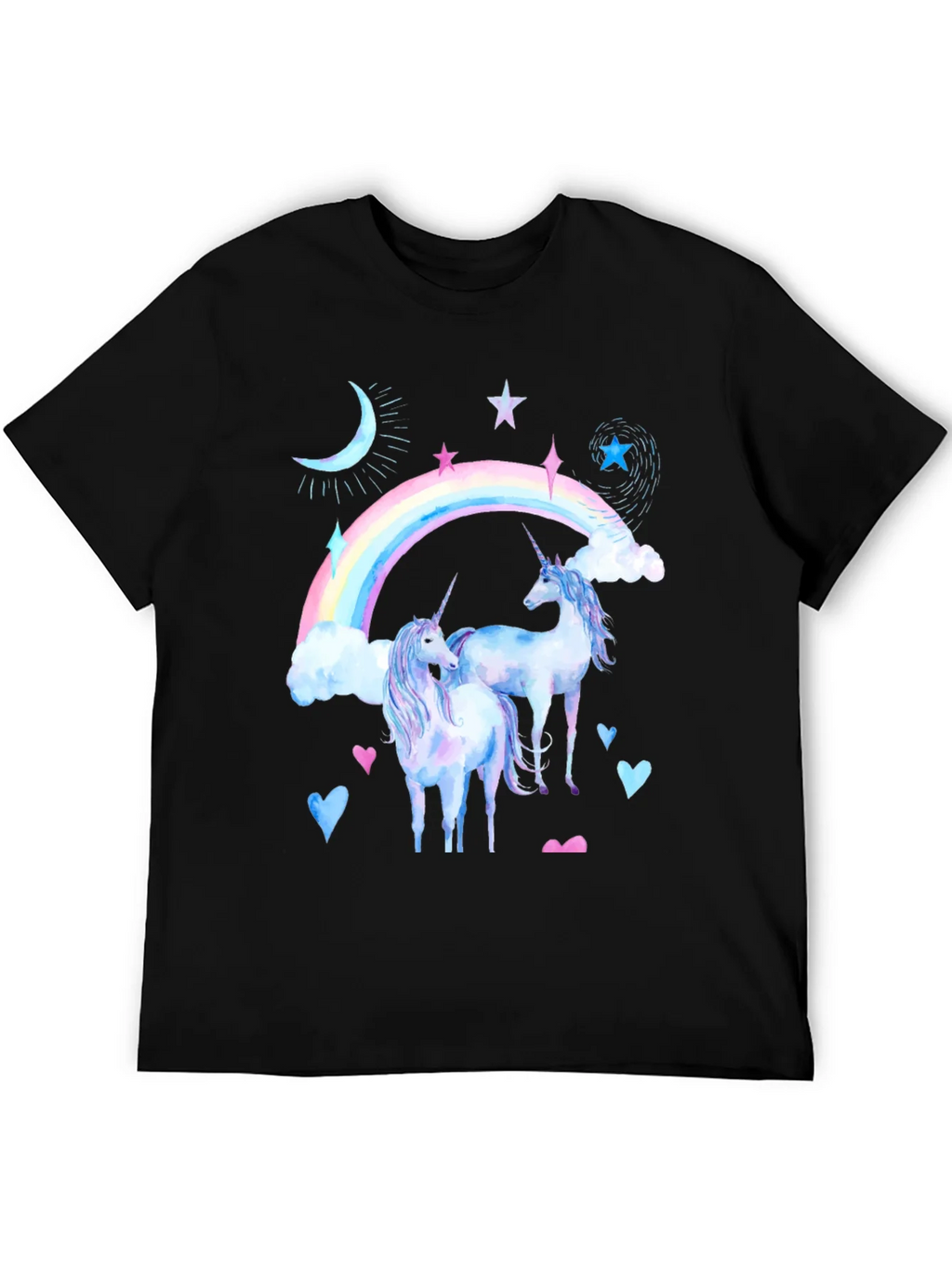 Unicorn Rainbow Black T-Shirt product image 2