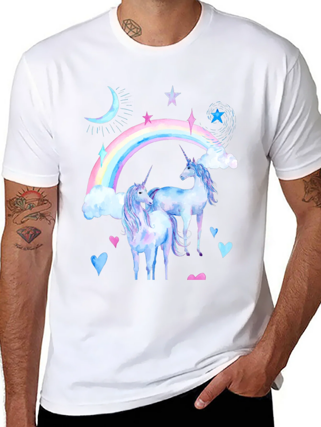 Unicorn Rainbow Black T-Shirt product image 3