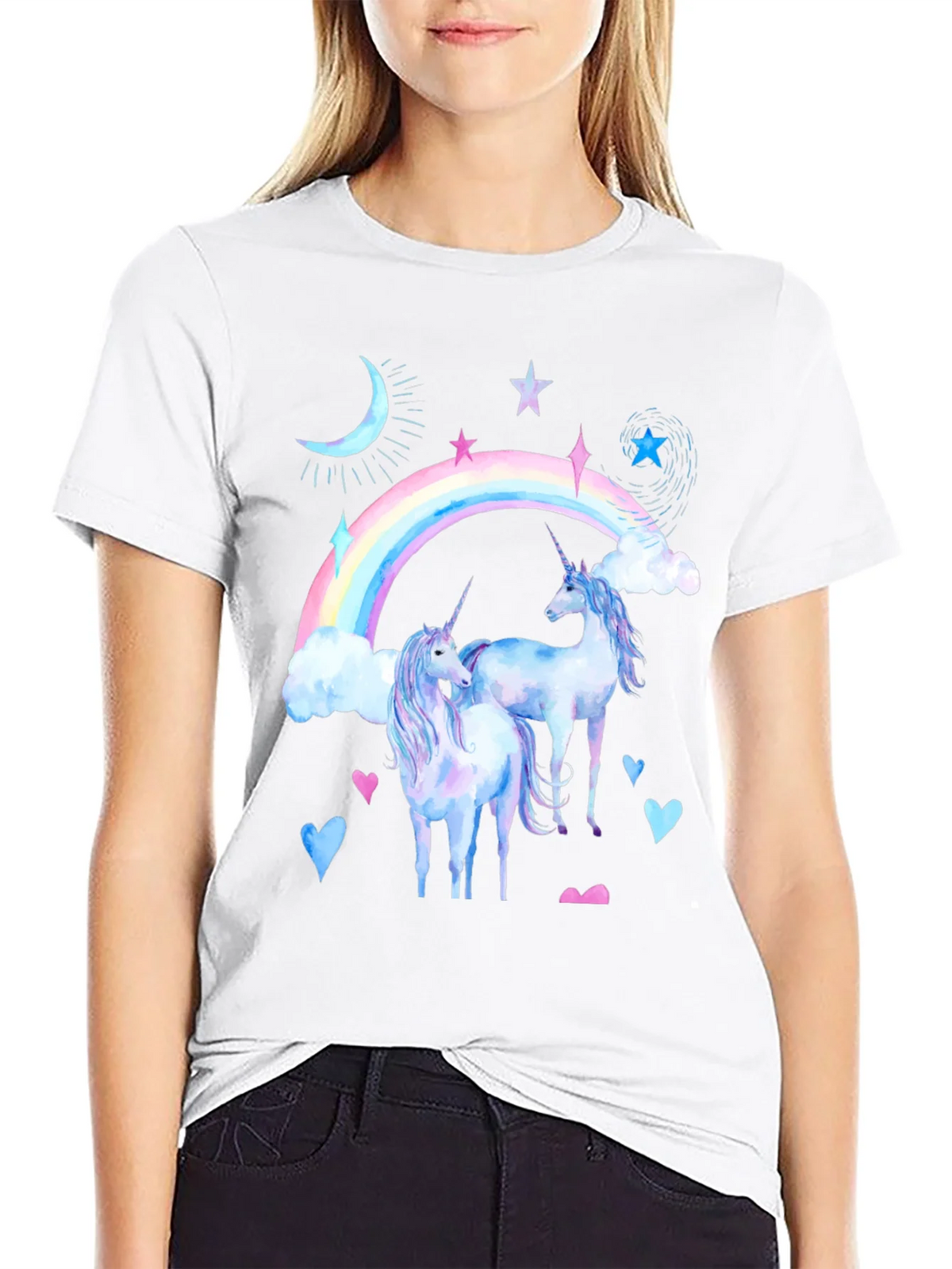 Unicorn Rainbow Black T-Shirt product image 4