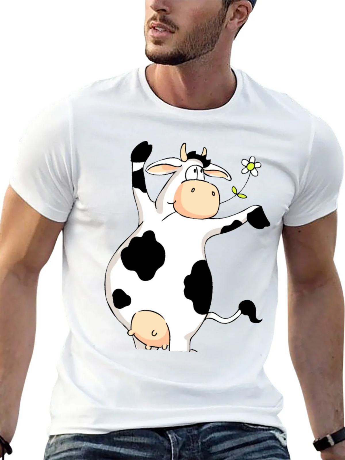 Funny Cow Graphic Print Black T-Shirt product image 10