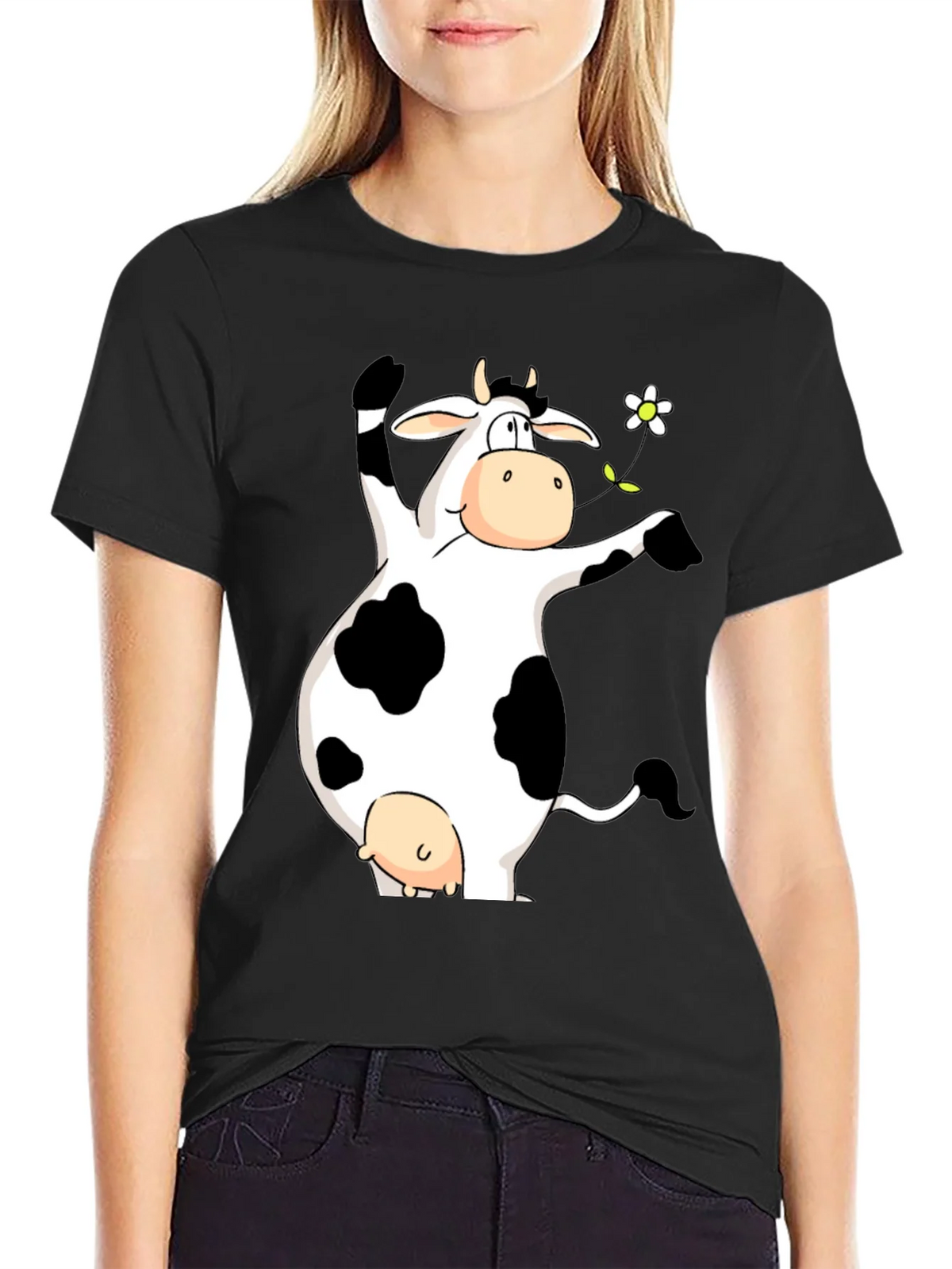 Funny Cow Graphic Print Black T-Shirt product image 2
