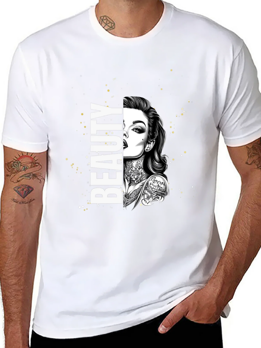 Beauty Tattoo Graphic T-Shirt - Trendy Tee product image 7