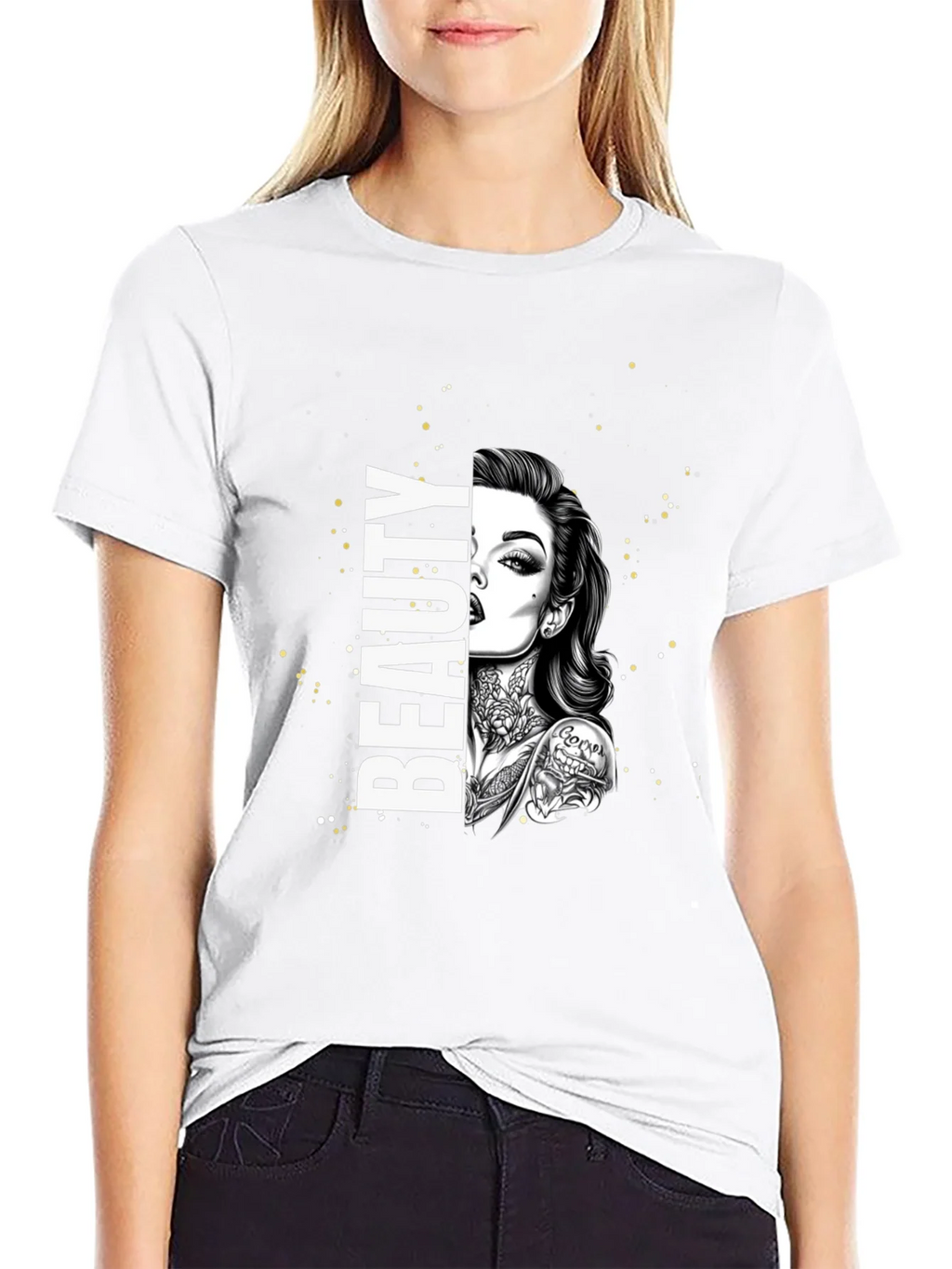 Beauty Tattoo Graphic T-Shirt - Trendy Tee product image 8