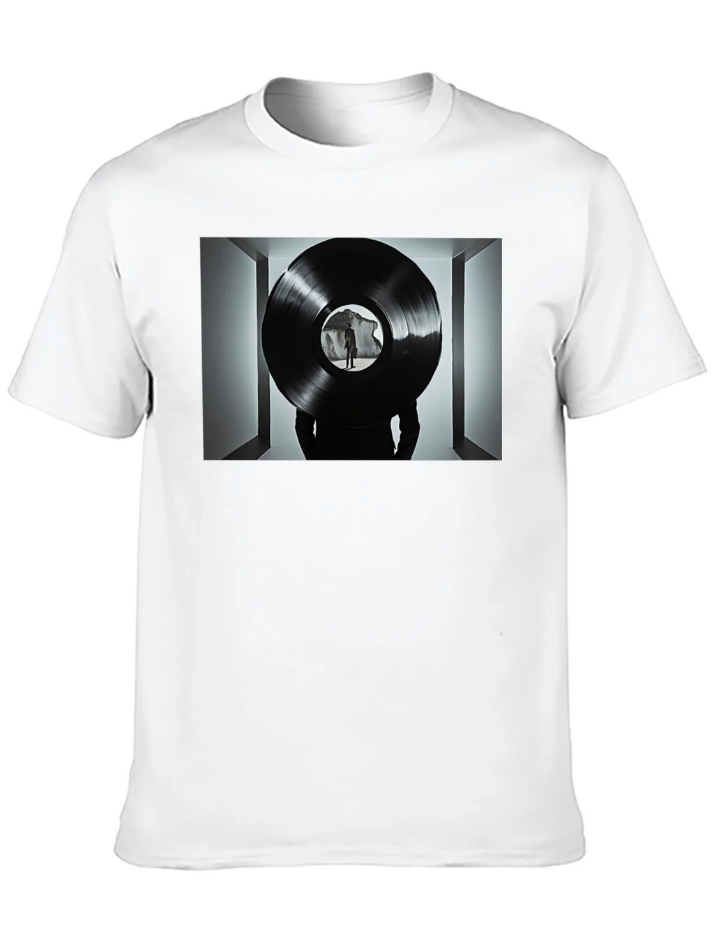 Abstract Record Print Black Tee product image 2