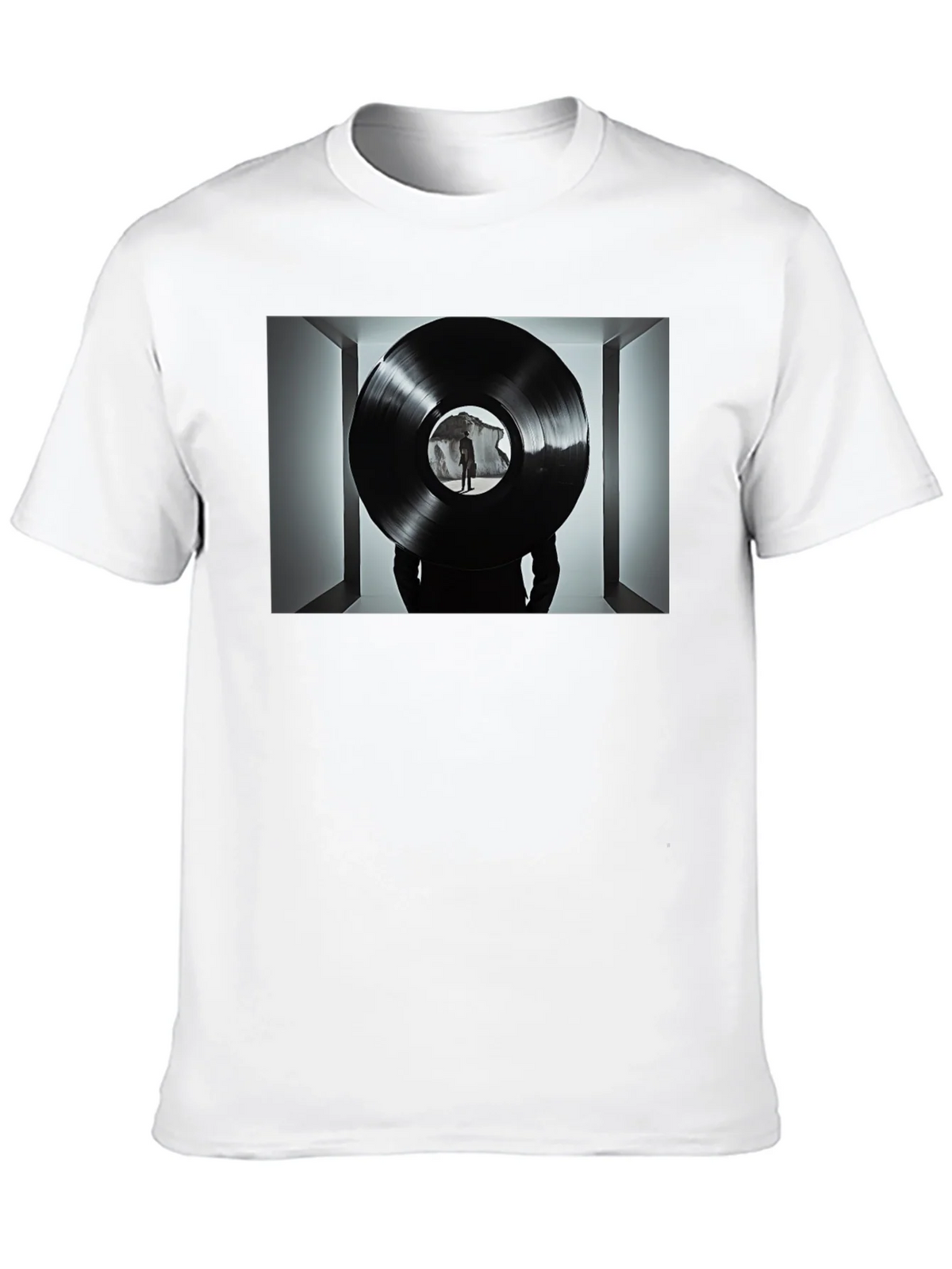 Abstract Record Print Black Tee product image 2