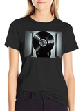 Abstract Record Print Black Tee product image 1