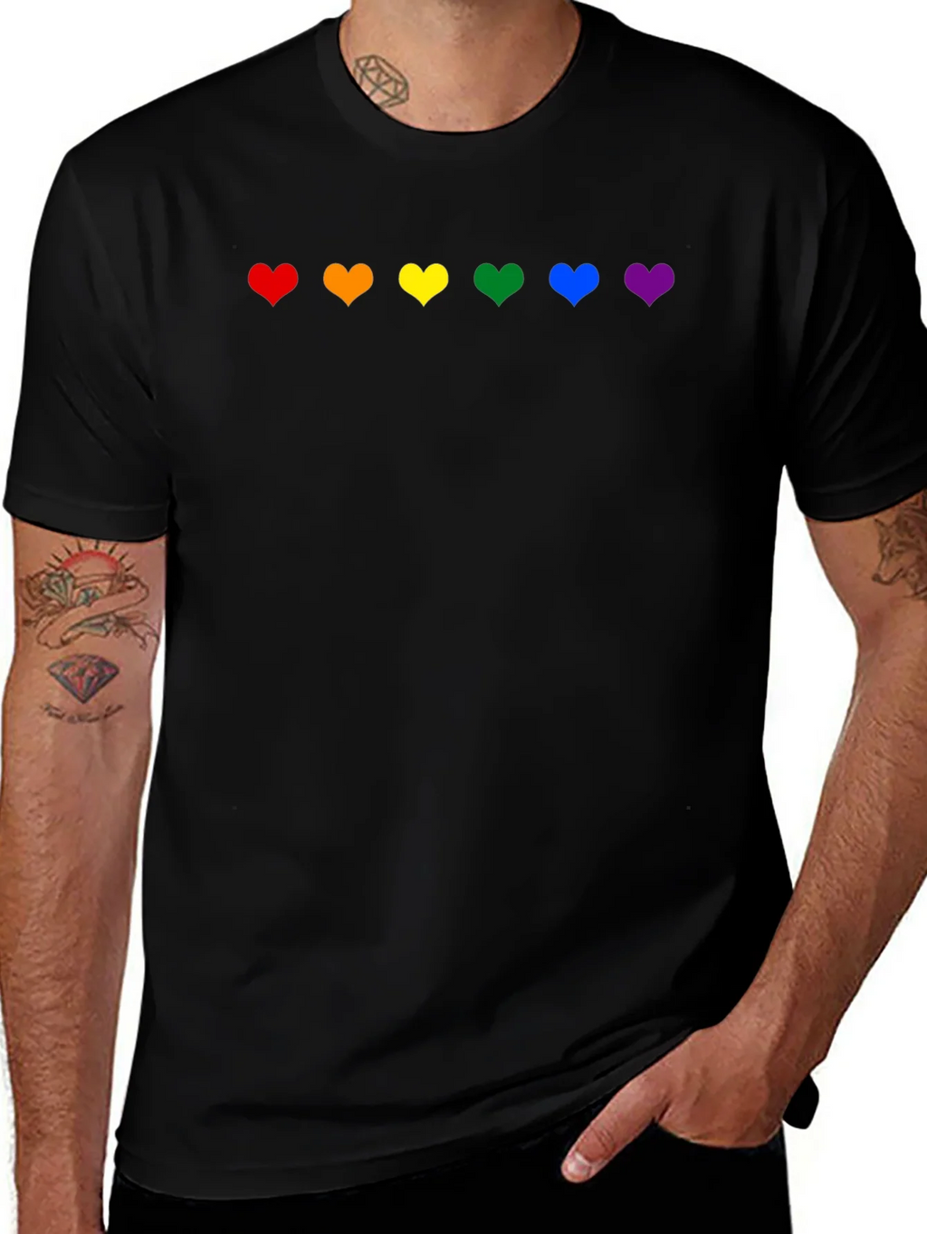 Rainbow Hearts Pride T-Shirt - Black product image 1