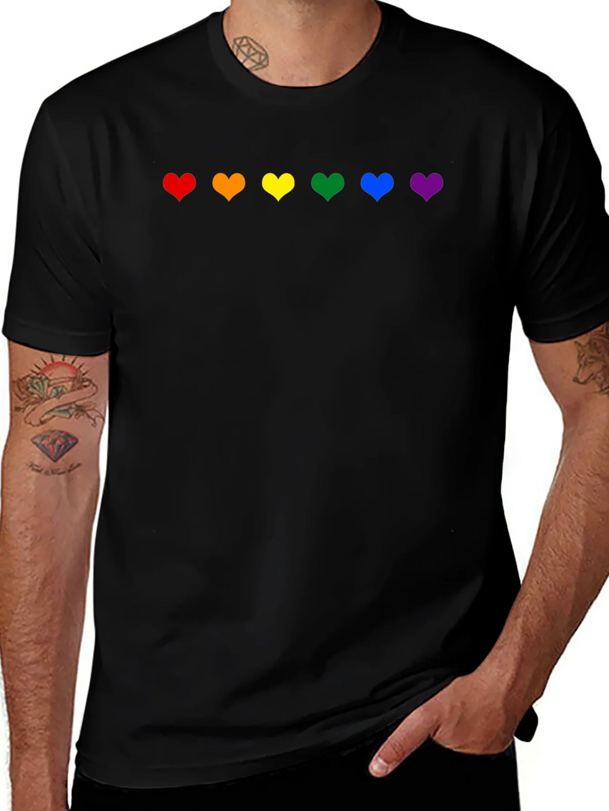 Rainbow Hearts Pride T-Shirt - Black product image 1