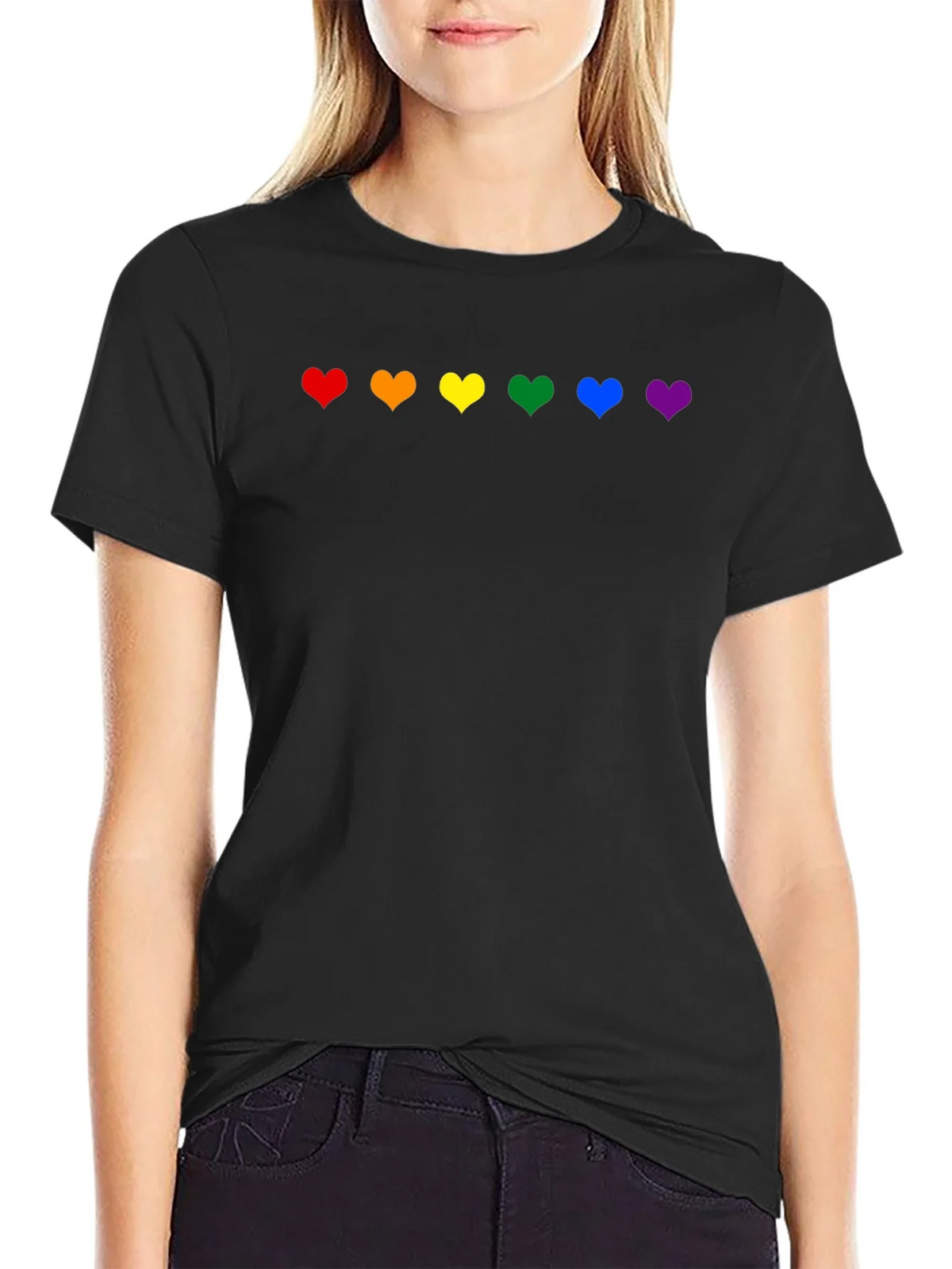 Rainbow Hearts Pride T-Shirt - Black product image 2