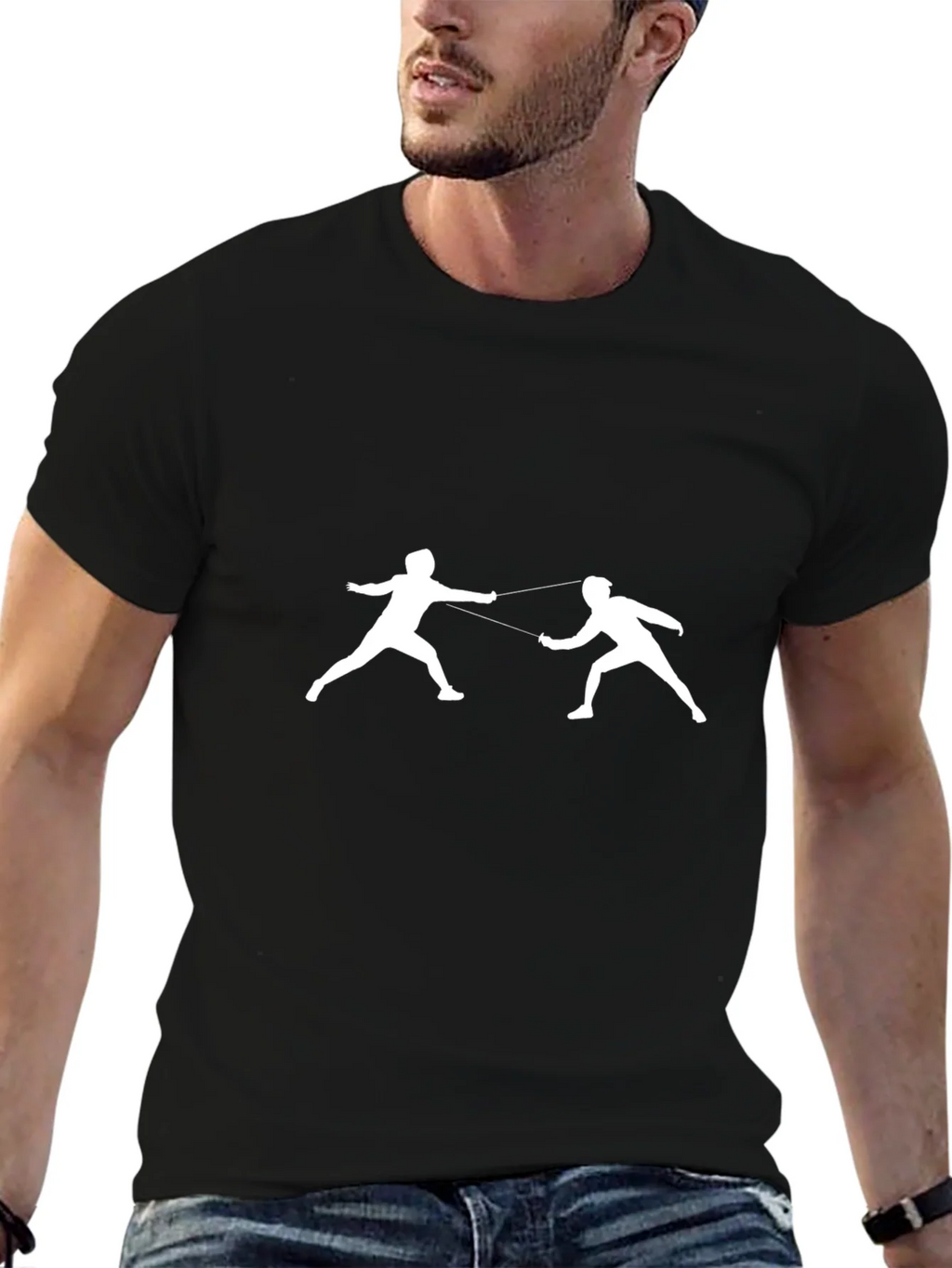 Fencing Graphic Tee - Black Cotton Casual Wear product image 2
