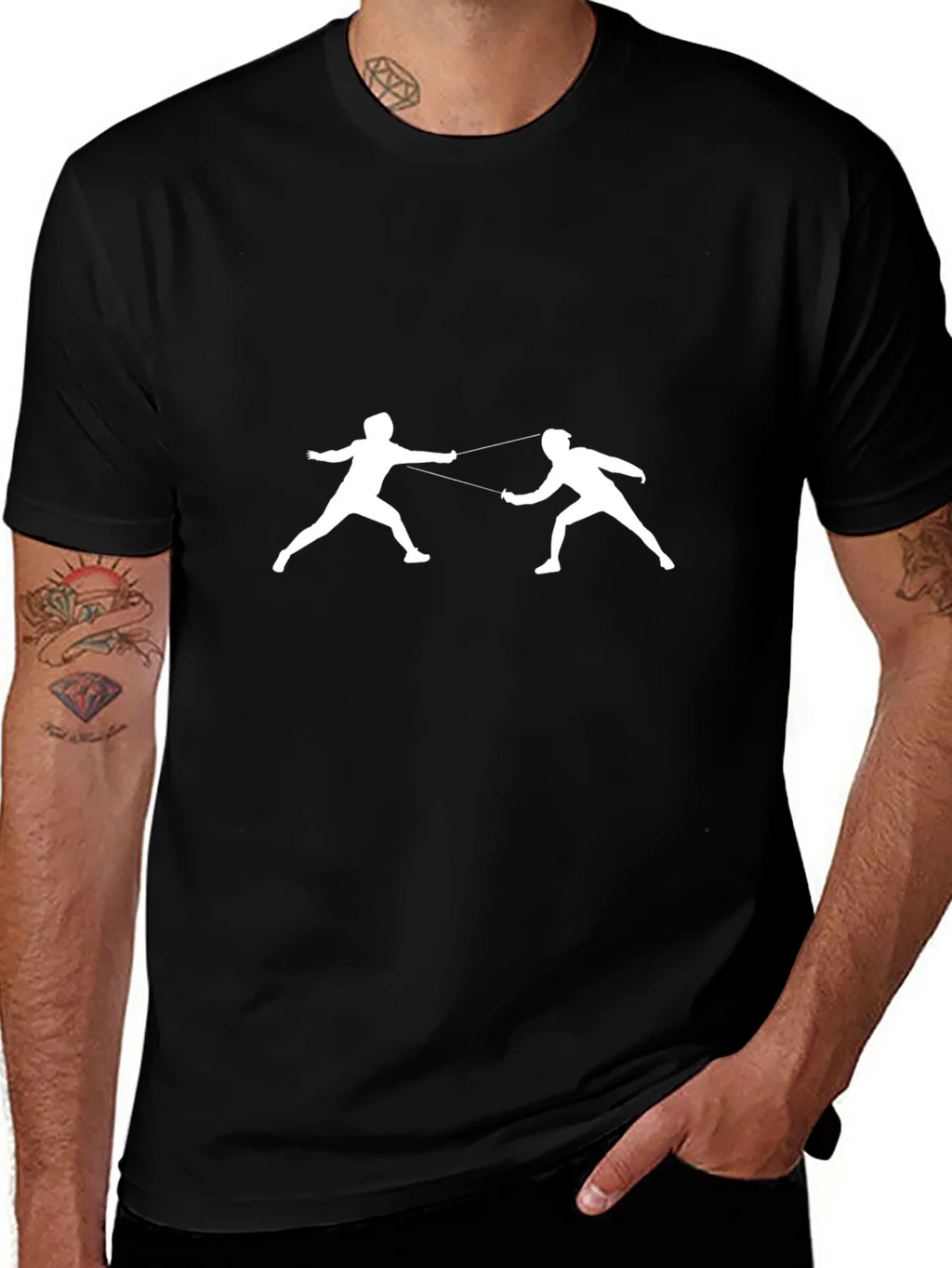 Fencing Graphic Tee - Black Cotton Casual Wear product image 1