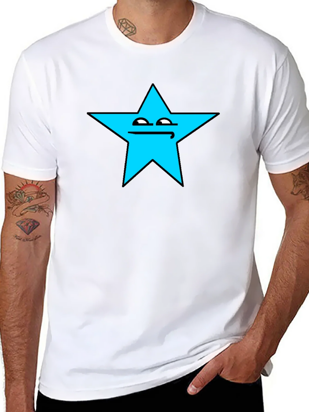 Funny Star Face Graphic T-Shirt - Black Cotton Tee product image 7
