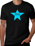Funny Star Face Graphic T-Shirt - Black Cotton Tee product image 1