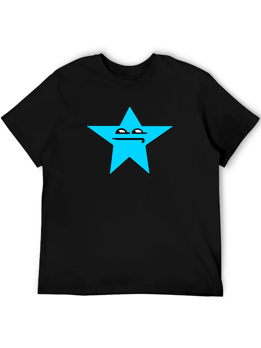 Funny Star Face Graphic T-Shirt - Black Cotton Tee product image 5