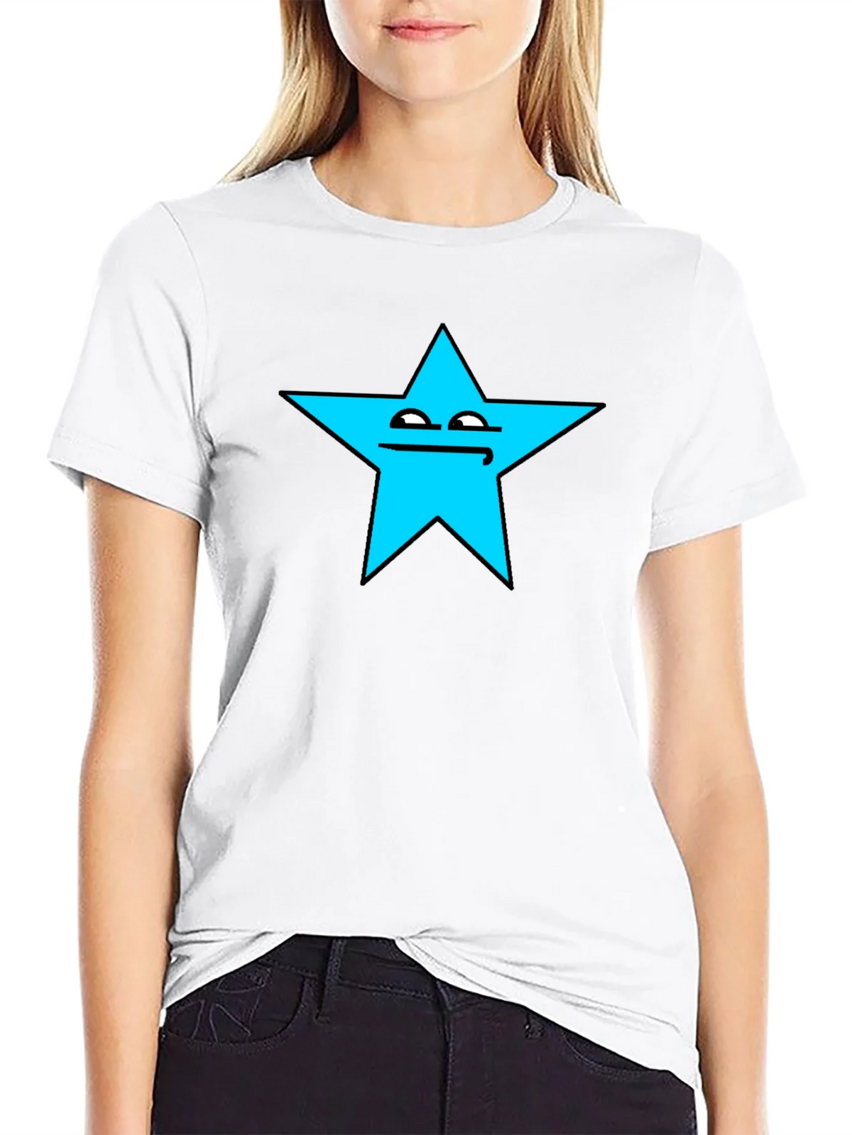 Funny Star Face Graphic T-Shirt - Black Cotton Tee product image 8