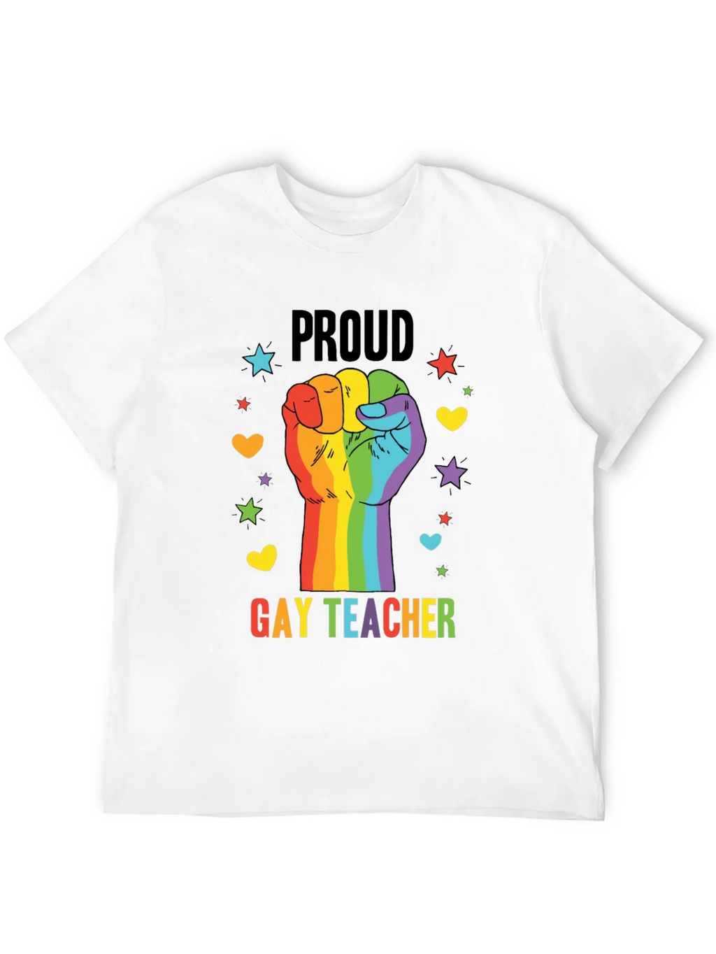 Proud Gay Teacher Rainbow Fist T-Shirt product image 11