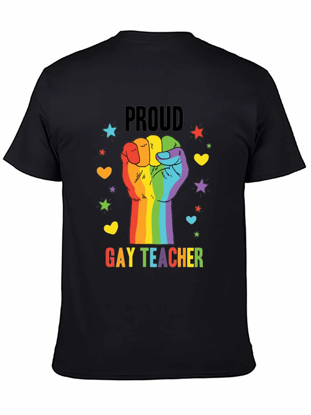 Proud Gay Teacher Rainbow Fist T-Shirt product image 4