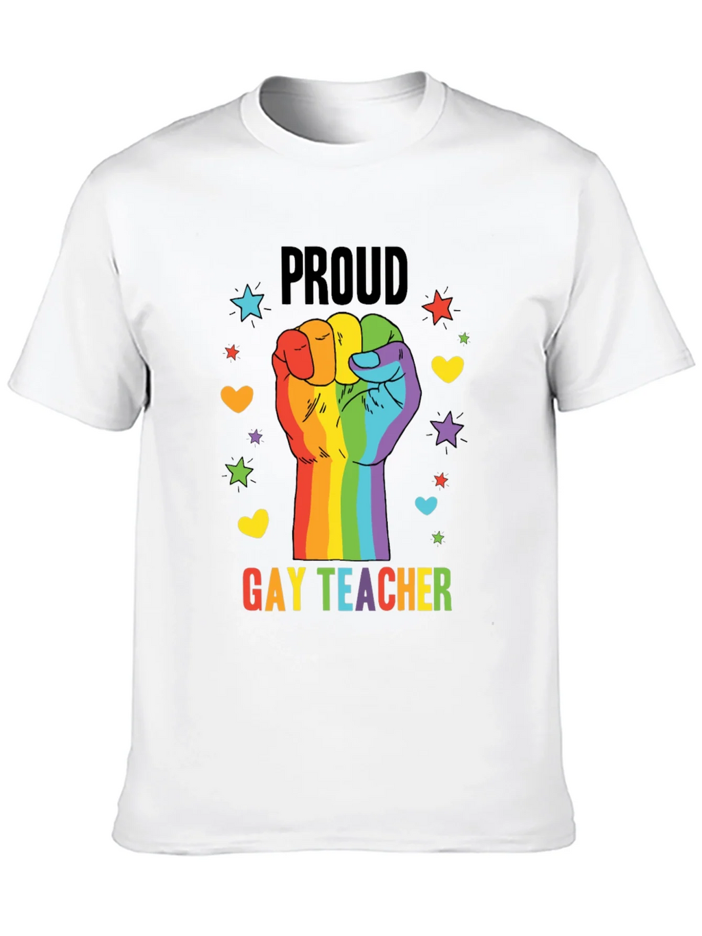 Proud Gay Teacher Rainbow Fist T-Shirt product image 9