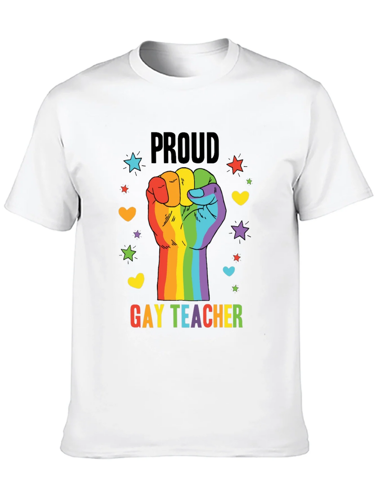 Proud Gay Teacher Rainbow Fist T-Shirt product image 9