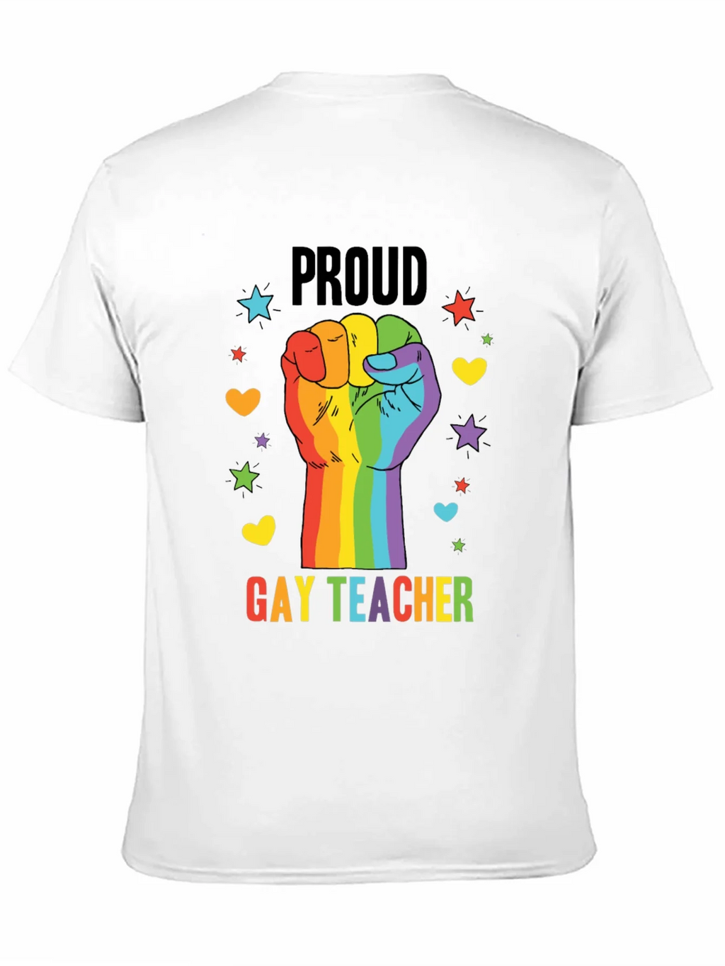 Proud Gay Teacher Rainbow Fist T-Shirt product image 10