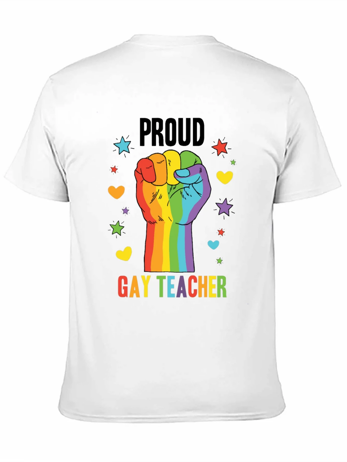 Proud Gay Teacher Rainbow Fist T-Shirt product image 10