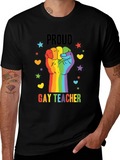 Proud Gay Teacher Rainbow Fist T-Shirt product image 1