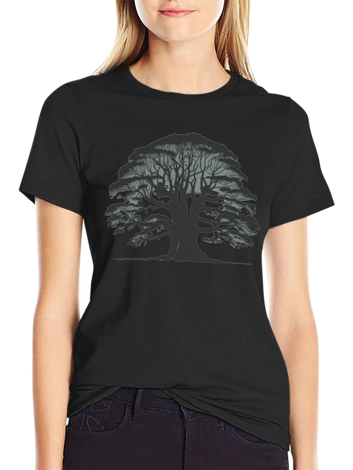 Mens Black Tree Graphic Tee - Nature Inspired Casual Wear product image 2