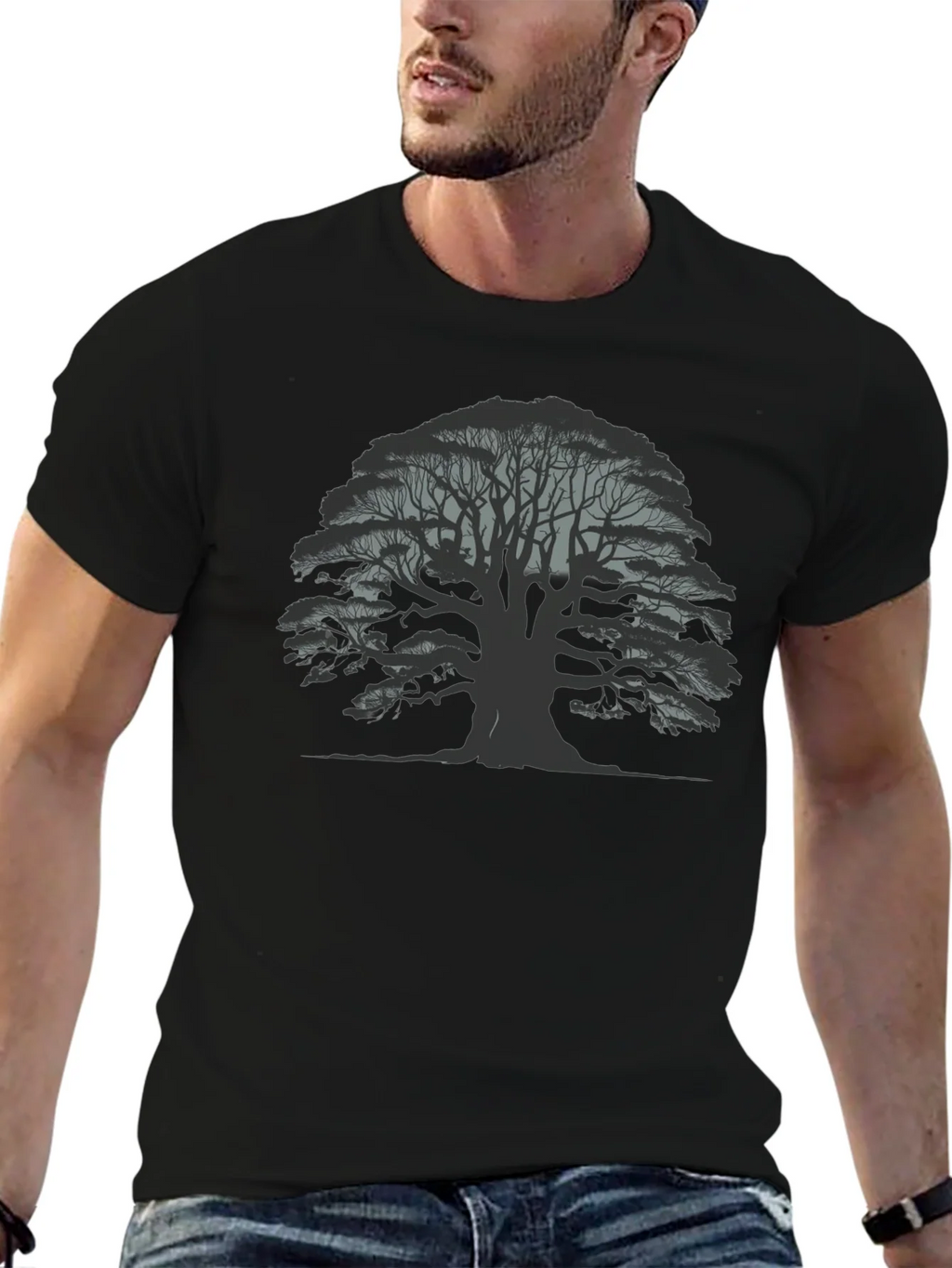 Mens Black Tree Graphic Tee - Nature Inspired Casual Wear product image 6