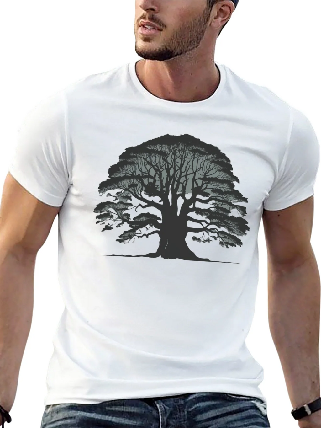 Mens Black Tree Graphic Tee - Nature Inspired Casual Wear product image 12