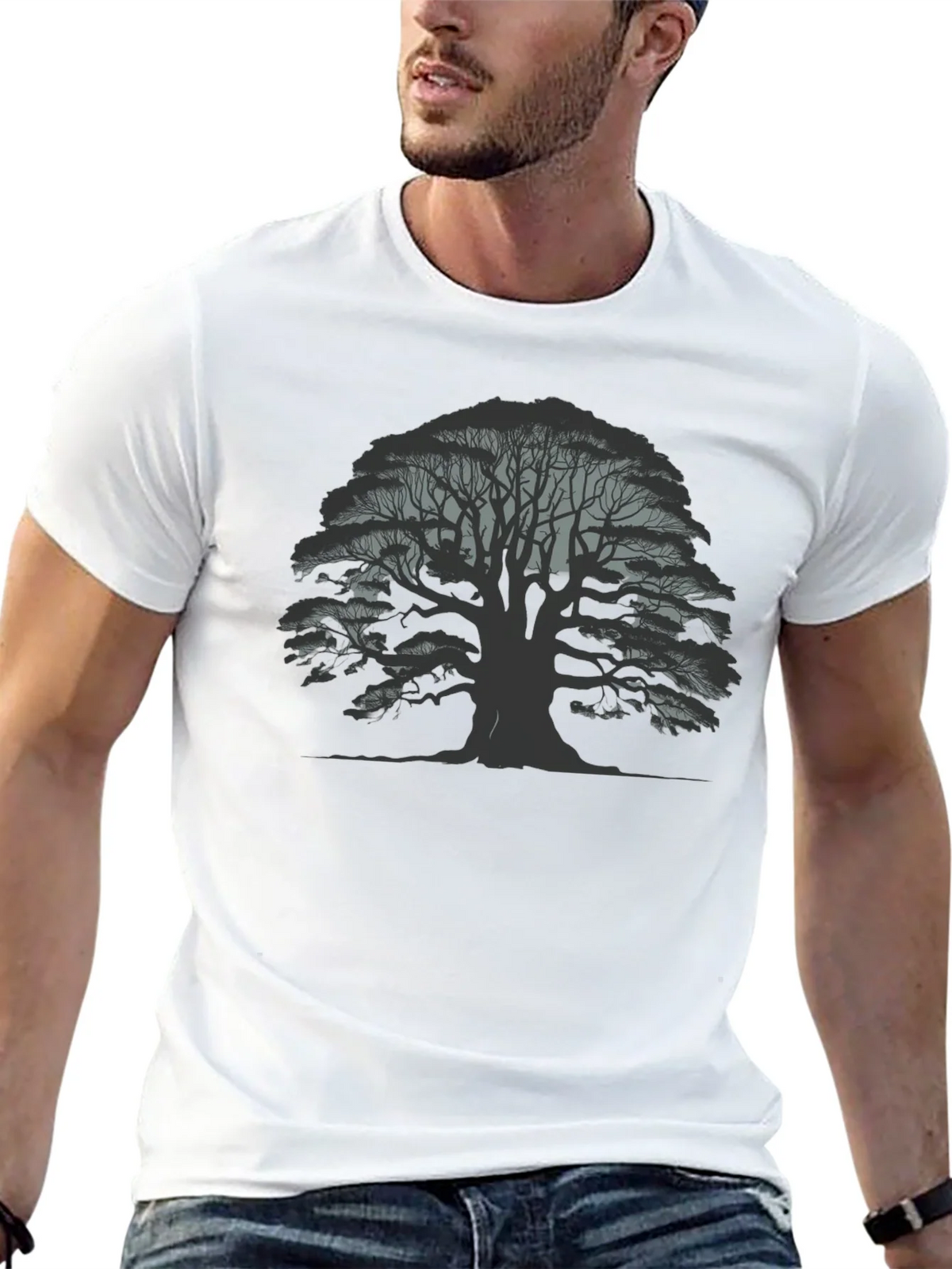 Mens Black Tree Graphic Tee - Nature Inspired Casual Wear product image 12