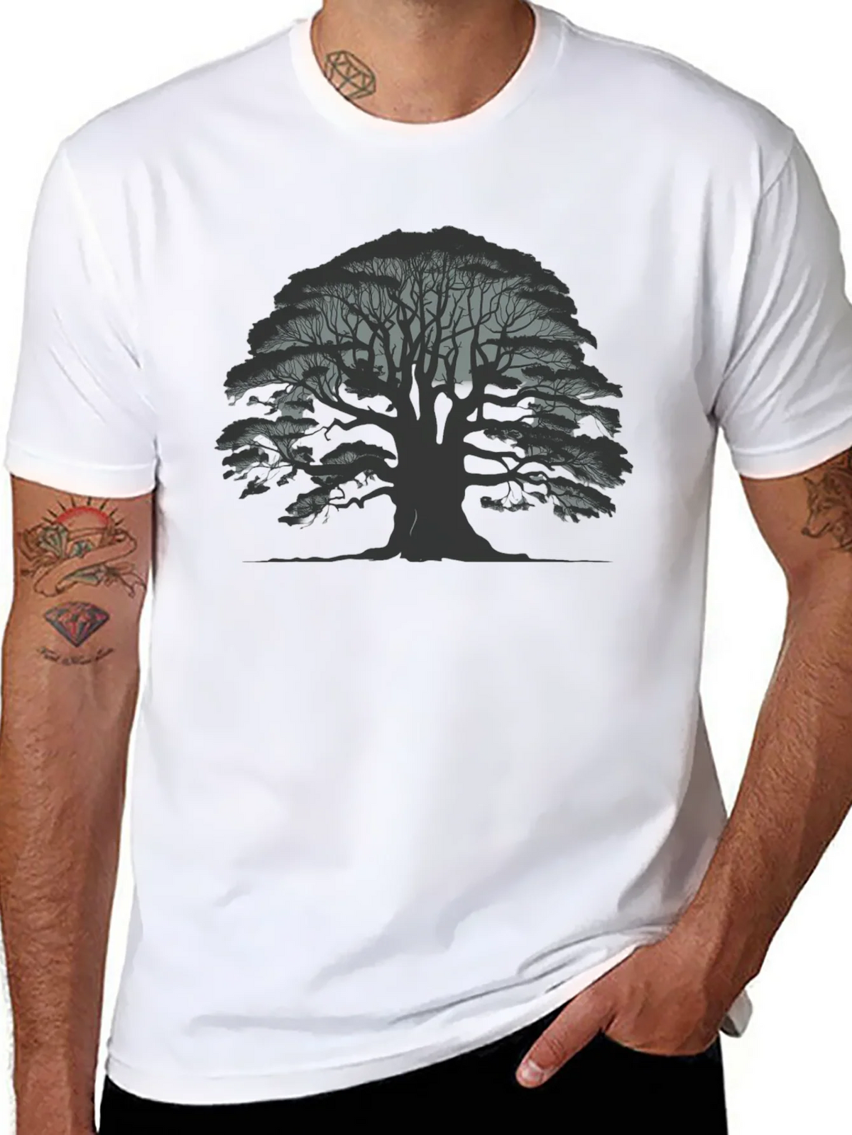 Mens Black Tree Graphic Tee - Nature Inspired Casual Wear product image 7