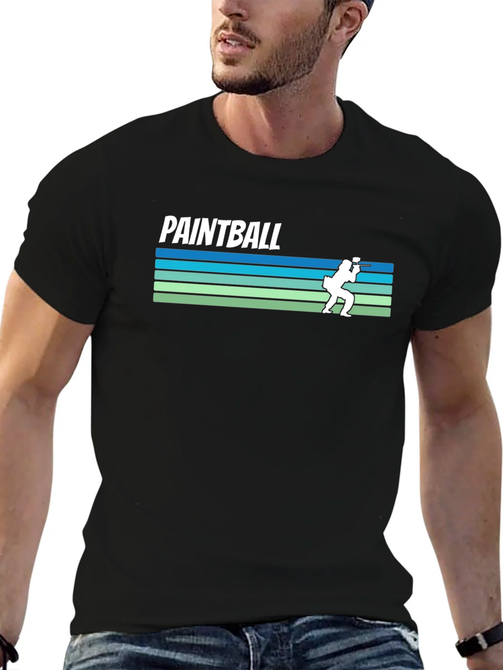 Paintball Retro Style Black T-Shirt product image 4