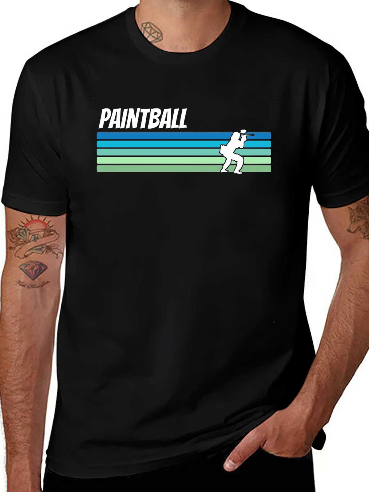 Paintball Retro Style Black T-Shirt product image 1
