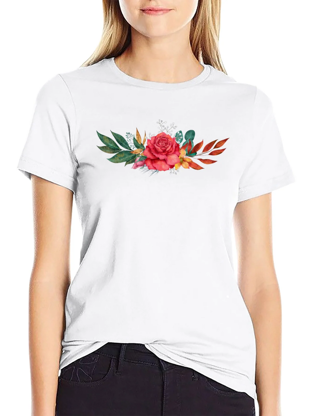 Floral Rose T-Shirt - Stylish Black Tee product image 8