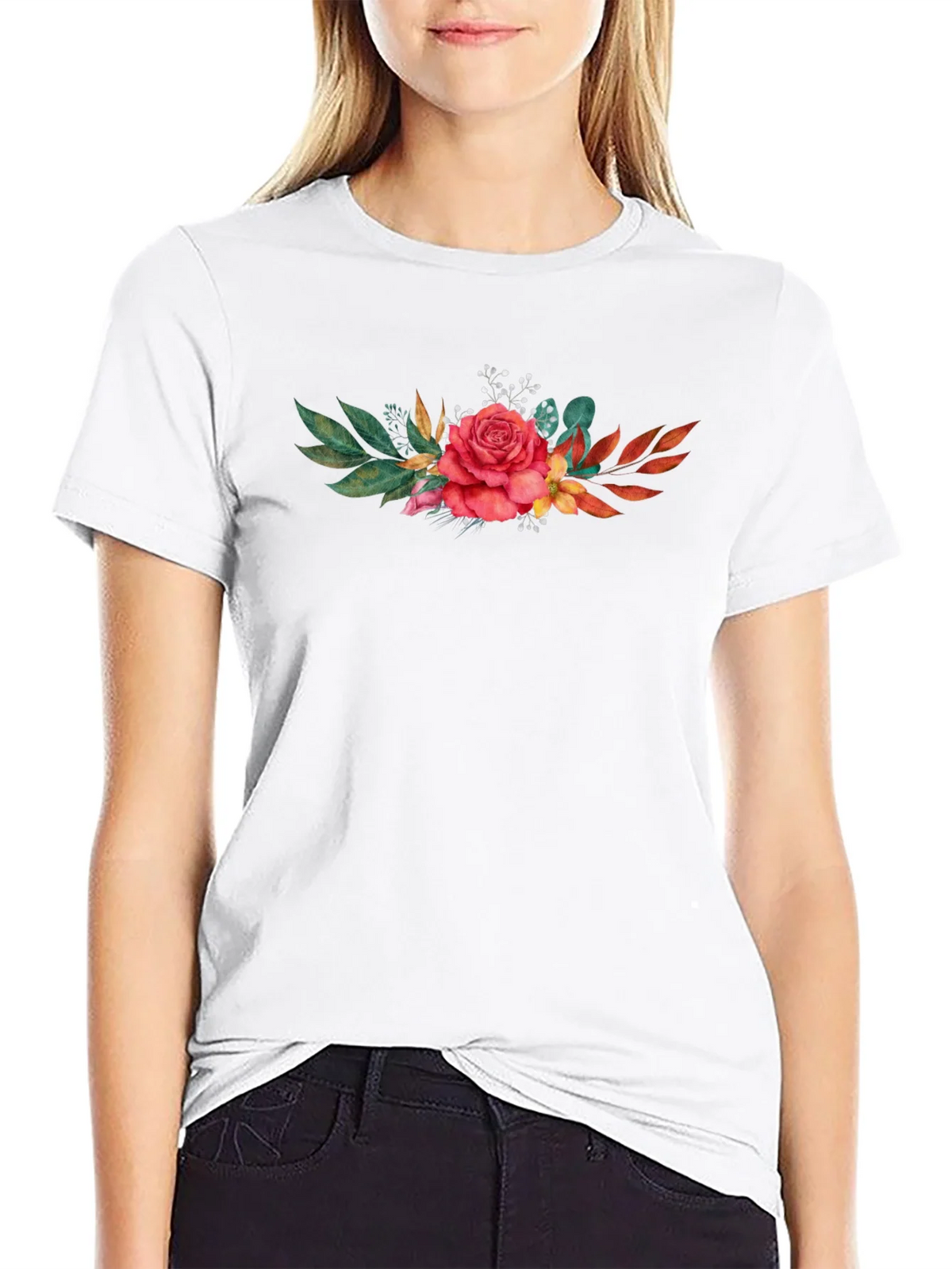 Floral Rose T-Shirt - Stylish Black Tee product image 8
