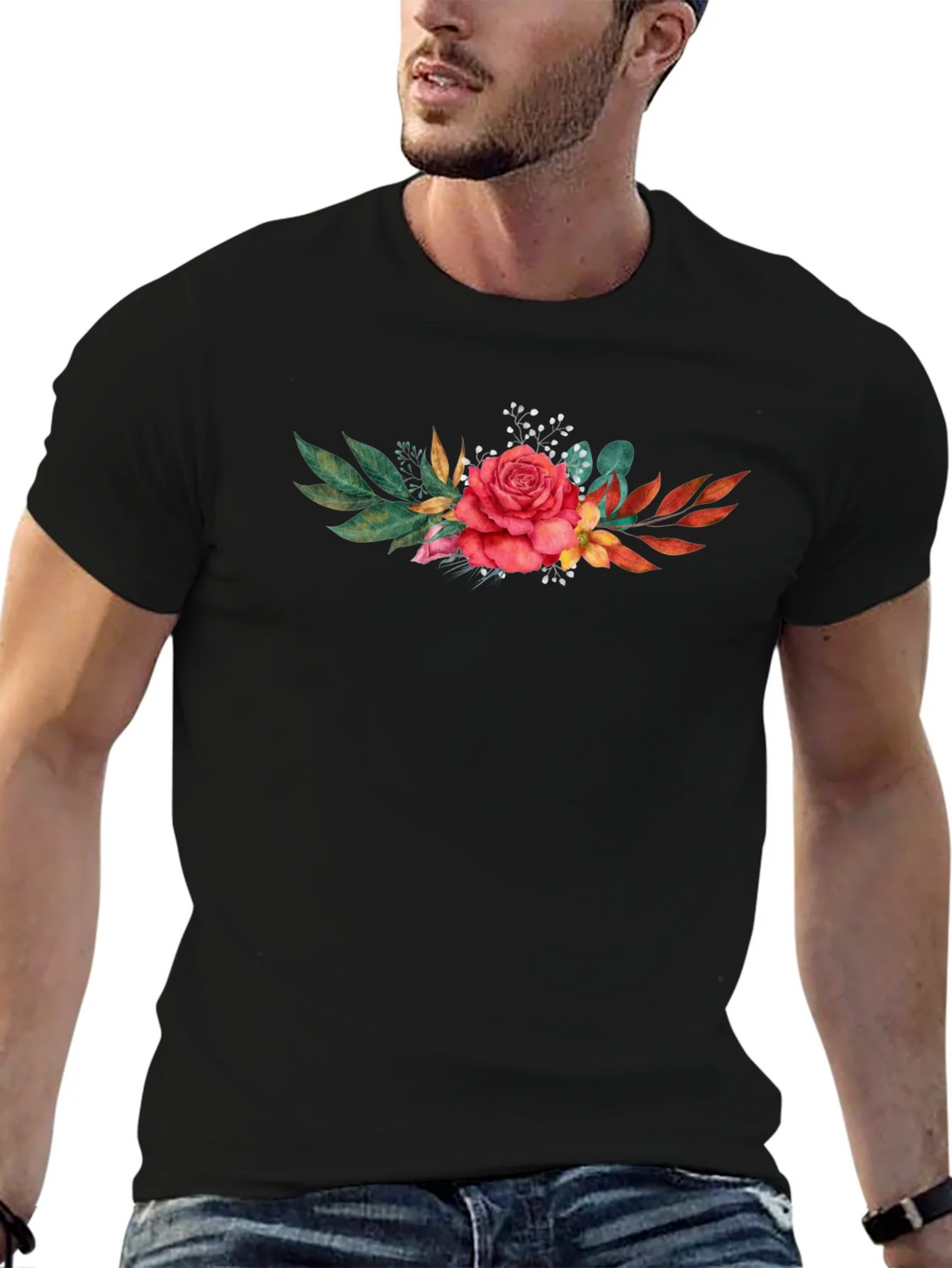 Floral Rose T-Shirt - Stylish Black Tee product image 6
