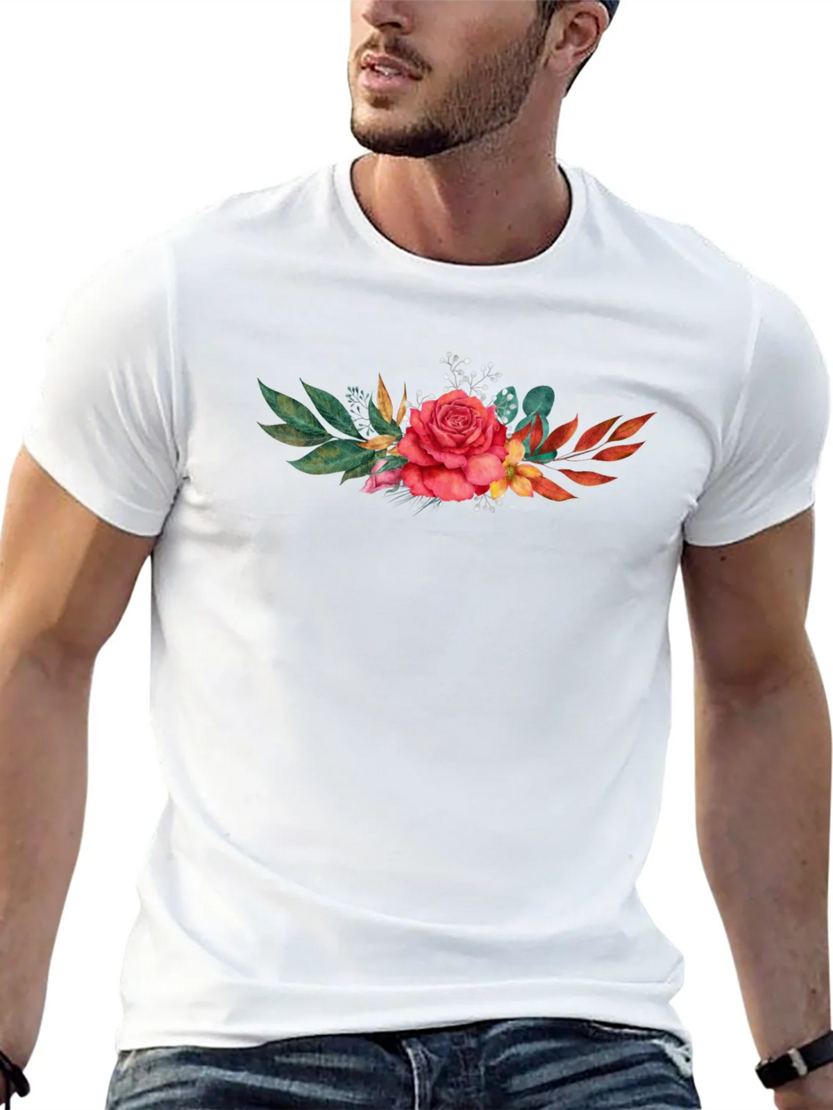 Floral Rose T-Shirt - Stylish Black Tee product image 12