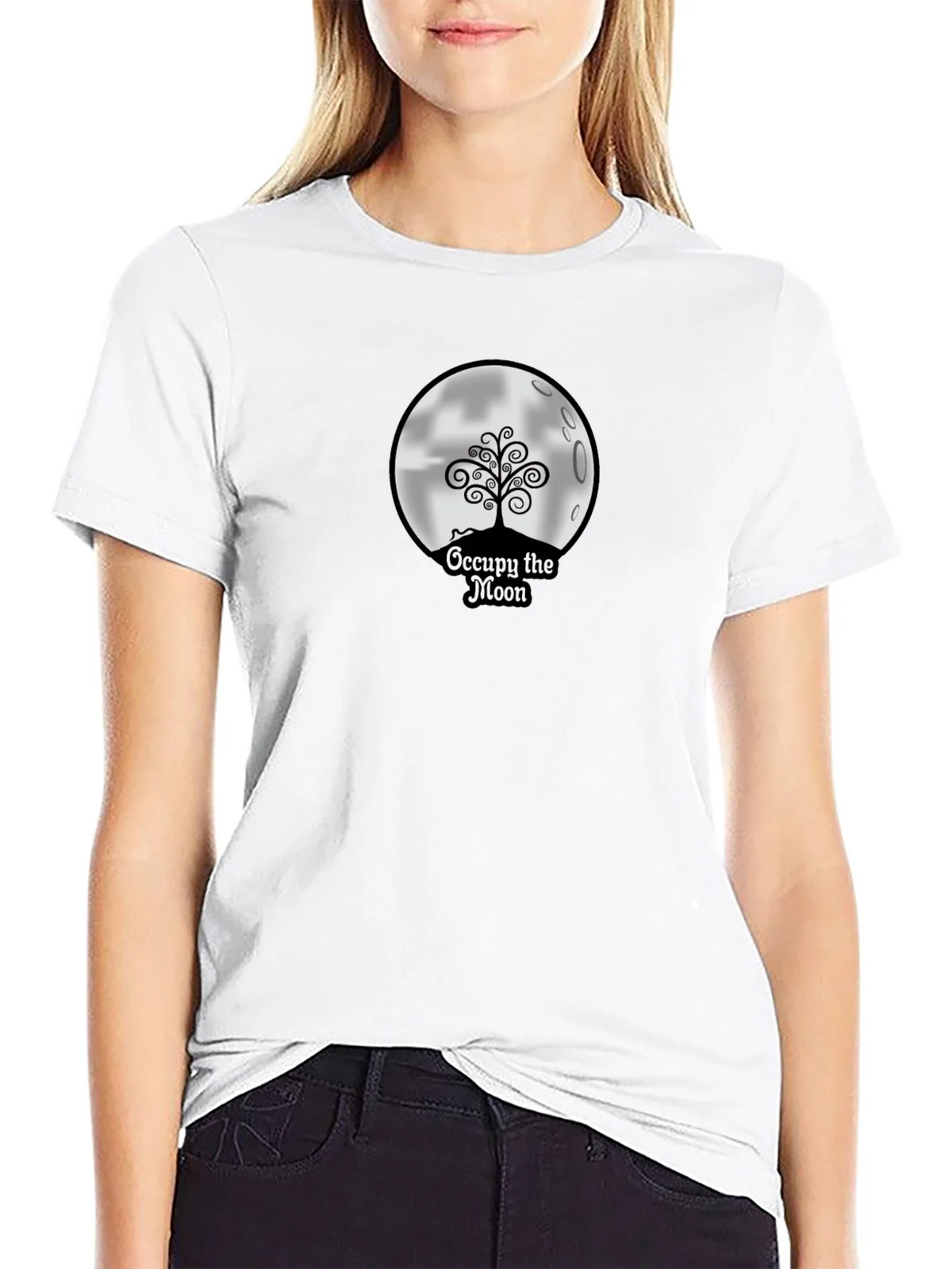 Occupy the Moon Graphic Tee - Black Cotton Blend product image 8