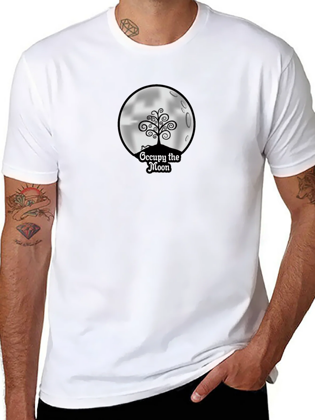 Occupy the Moon Graphic Tee - Black Cotton Blend product image 7