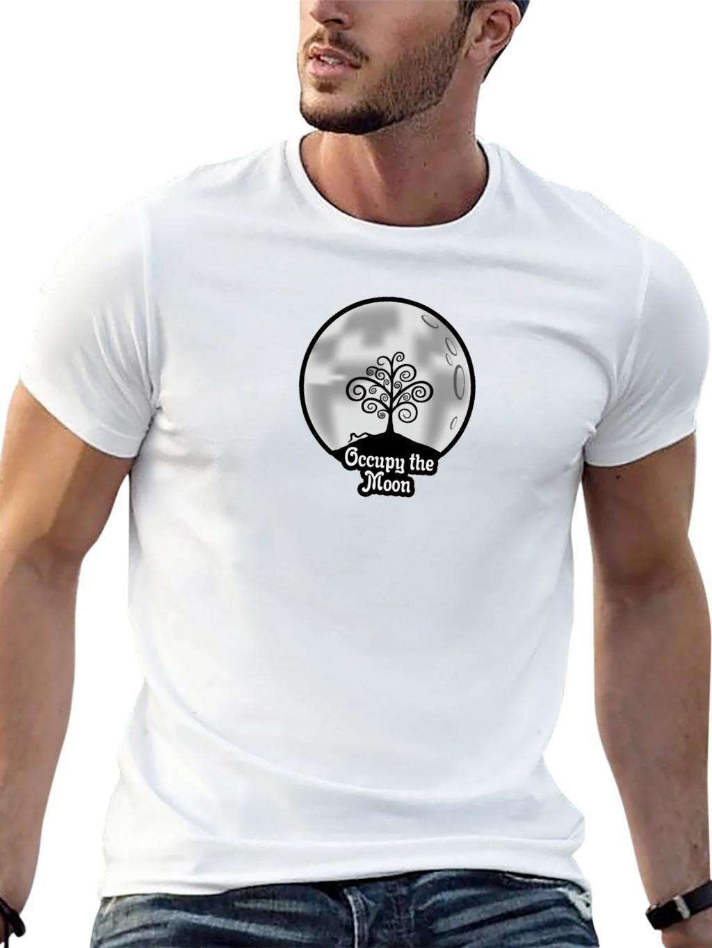 Occupy the Moon Graphic Tee - Black Cotton Blend product image 12