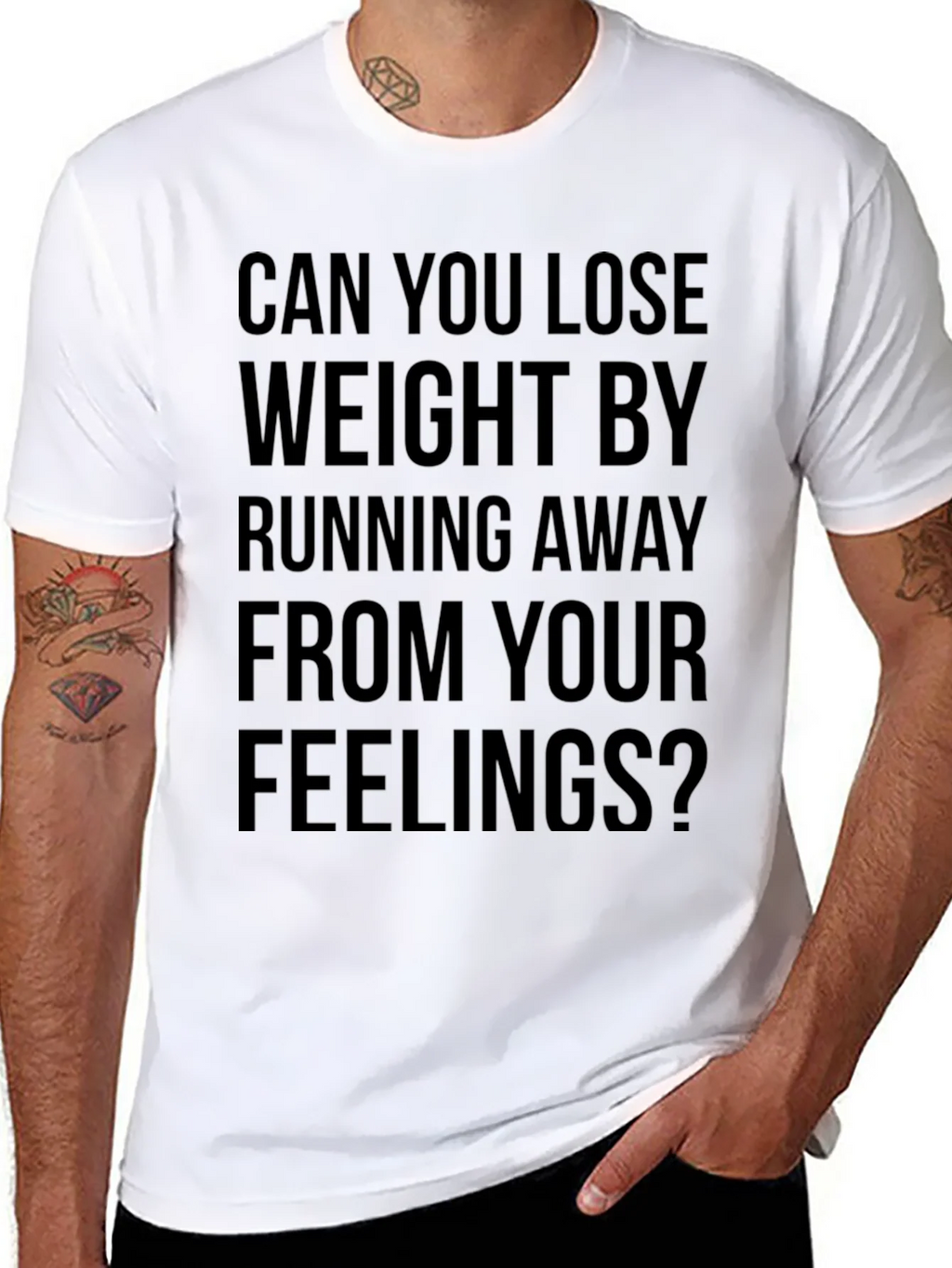 Funny Slogan Tee - Run Away From Feelings? product image 6