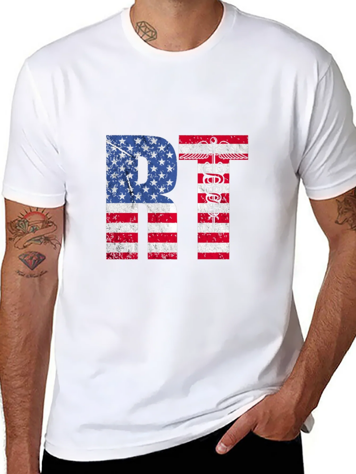 American RT T-Shirt Respiratory Therapist USA Flag Tee product image 5